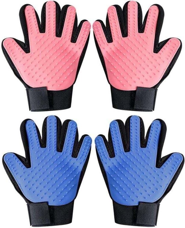 Shining house Paire de gants de toilettage pour chat, gants et brosse pour animaux de compagnie, gants de toilettage pou...