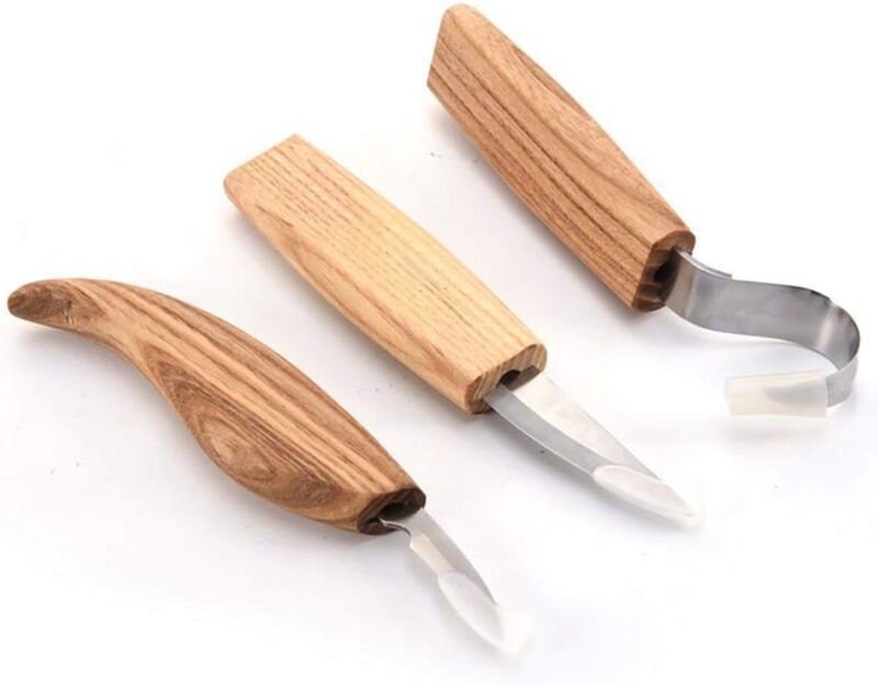 Holzschnitzwerkzeug-Set, 3-in-1-Holzschnitzset, inklusive Meißelhaken, Weißmeißel, Splittermeißel