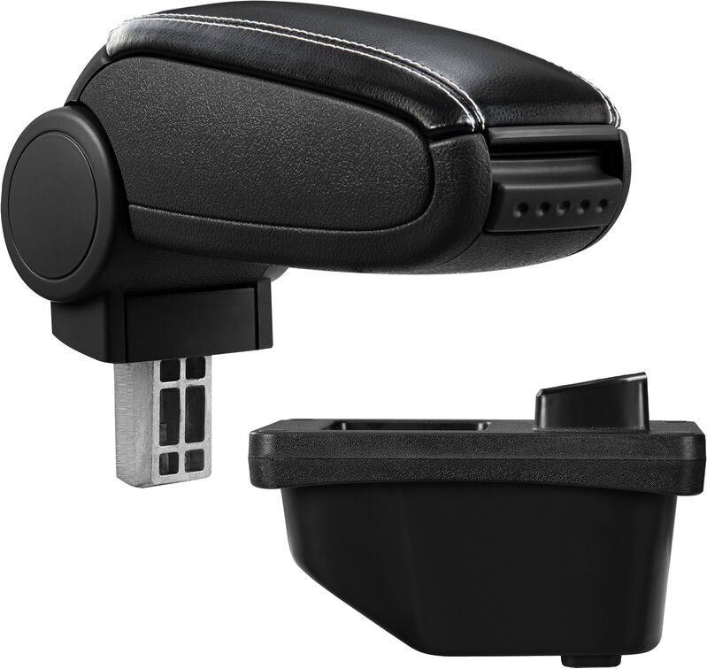 Pro.tec - Mittelarmlehne Peugeot 308 i mit Staufach Kunstleder Schwarz mit weißen Nähten