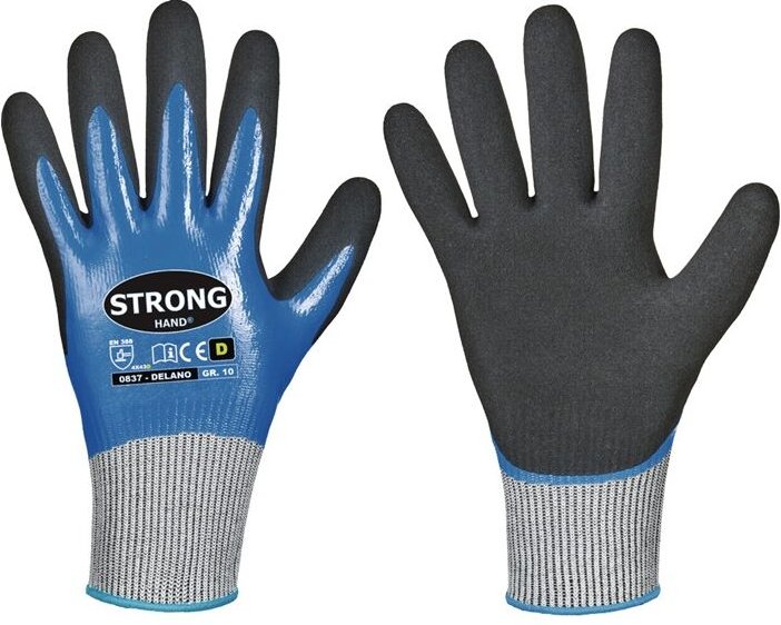 STRONGHAND 0837-08 Schnittschutzhandschuhe Delano Größe 8 dunkelblau/schwarz EN