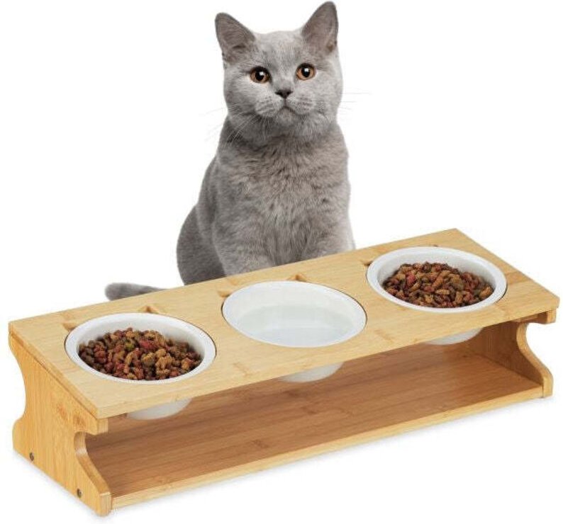 Futterstation fur katzen mit 3 napfen