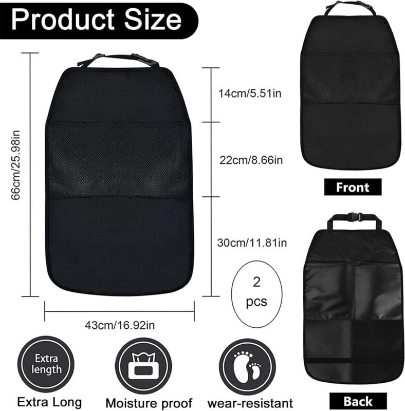 Thumbnail - 2-teiliger Universal-Autositz-Organizer mit 2 Taschen, wasserdicht und schmutzabweisend - Schwarz
