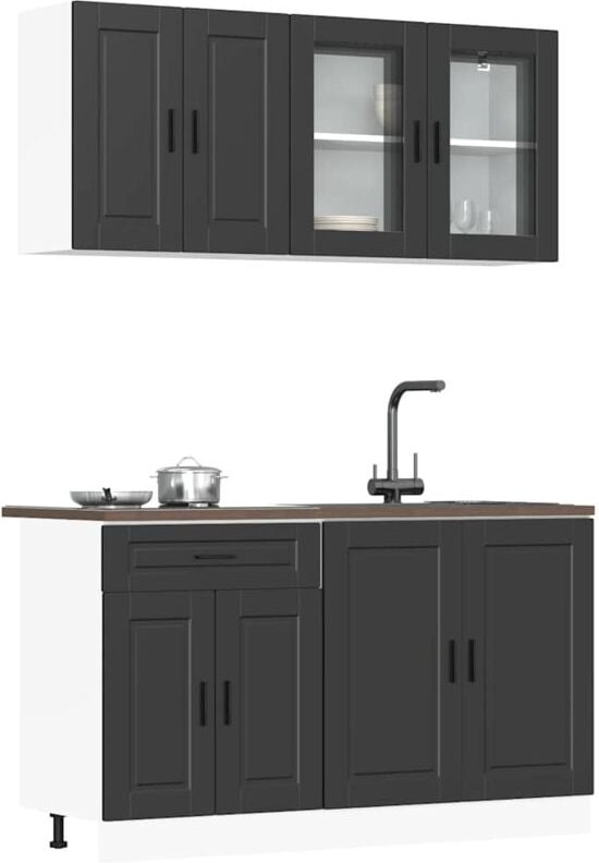 4-tlg. Küchenschrank-Set Kalmar Schwarz Holzwerkstoff - Vidaxl