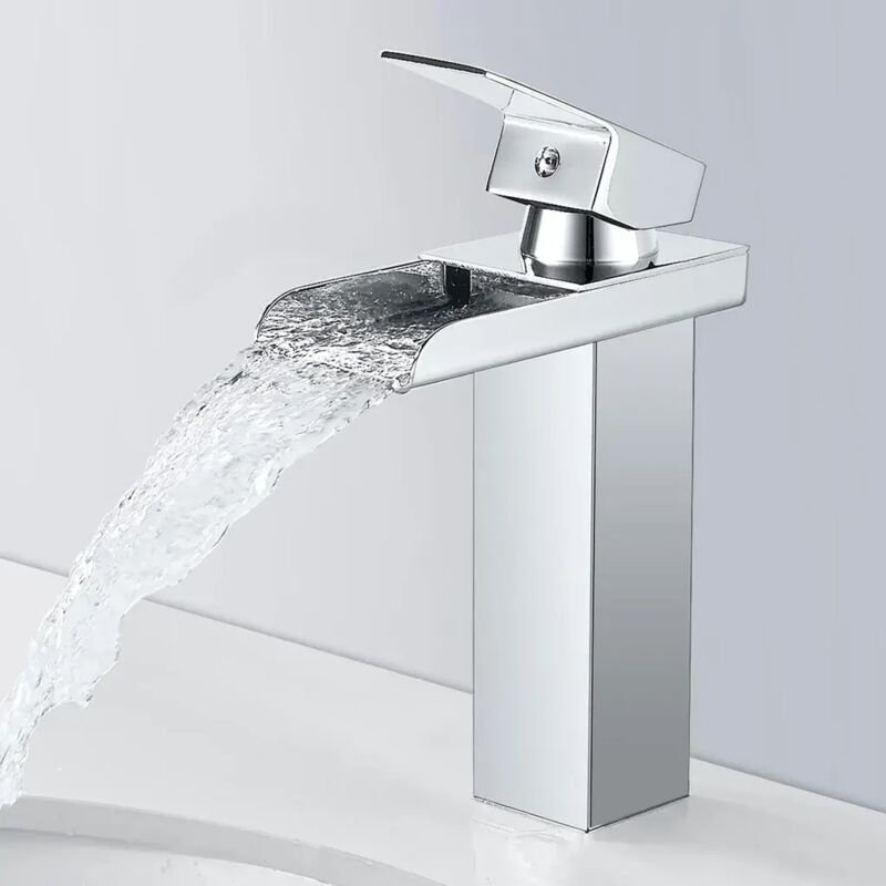 Ugreat - Wasserfall-Wasserhahn, Badezimmer-Waschtischarmatur, konkaves Wasserfall-Design, Einhebel-Waschtischarmatur aus...