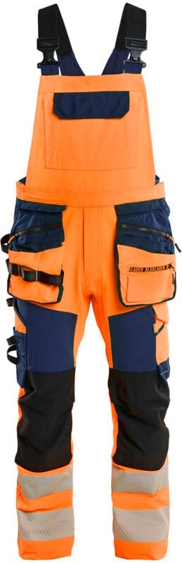 Thumbnail - Arbeitslatzhose mit Stretch-Trägern 4D Hochsichtbarkeit 2626 – Orange/Navy 52