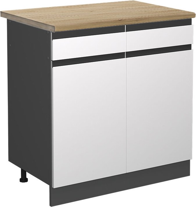 Vicco - Küchenunterschrank R-Line, Weiß, 80 cm , ap Eiche