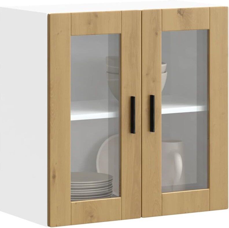 Küchen-Hängeschrank mit Glastür Porto Artisan-Eiche - Vidaxl