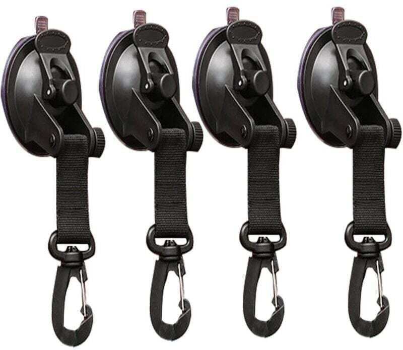 Ymyny - 4er Set Saugnapfanker, Saugnapfbefestigung mit Multifunktionshaken, Saugnapf für Autoseitenzelte, Saugnapfhaken ...