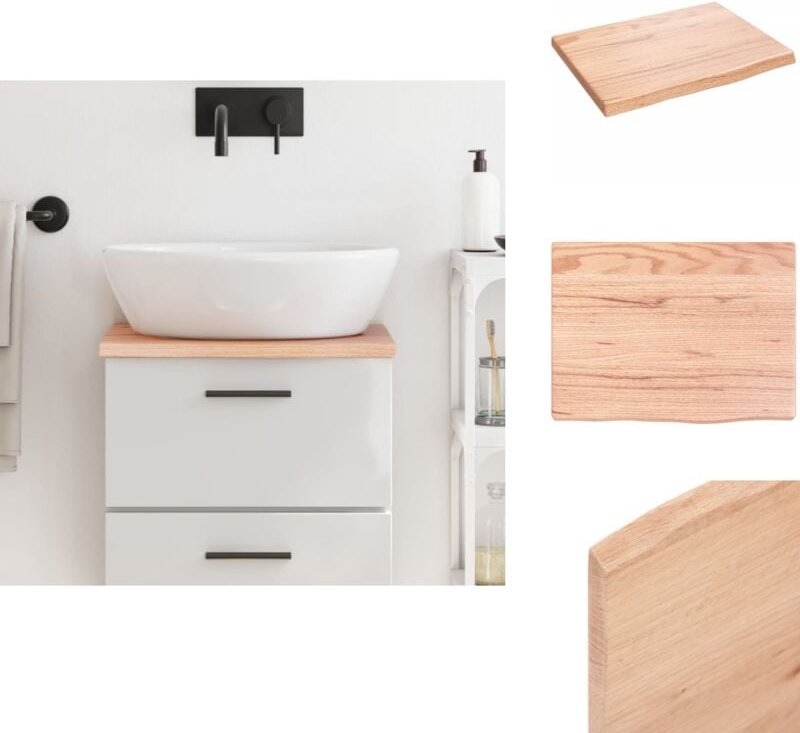 Waschtischplatte Hellbraun 40x30x2 cm Massivholz Behandelt - Waschtischplatte - Eiche - Holzarbeitsplatte - Badrenovieru...