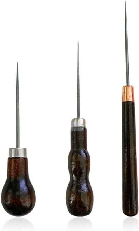 3 Stück Lederahle Nähwerkzeug, Lederahle, Holzahle, Zum Ledernähen, Leder handgemacht DIY