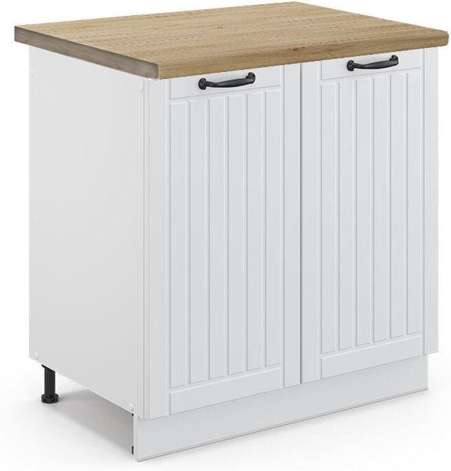 Vicco - Spülenunterschrank Fame-Line, Weiß Landhaus, 80 cm , ap Eiche