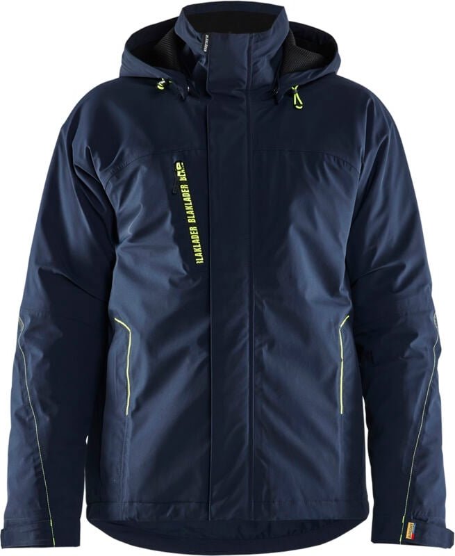 Dehnbarer Winter-Arbeitsjacke gefüttert 4484 - Dunkelblau/Neongelb 4XL