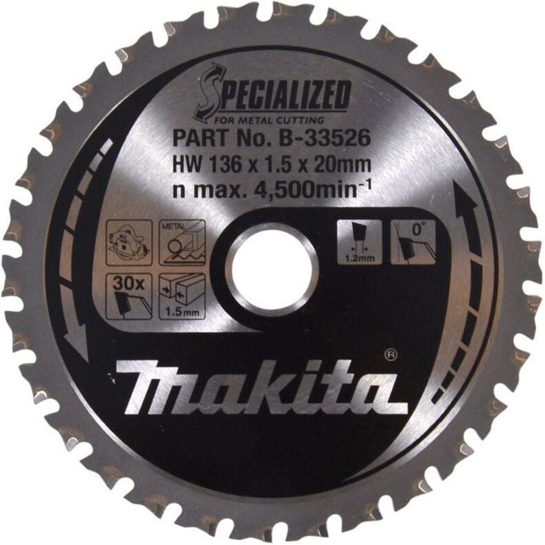 Zubehör - Sägeblatt Metall 136x20 mm, 30 Zähne B-33526 - Makita
