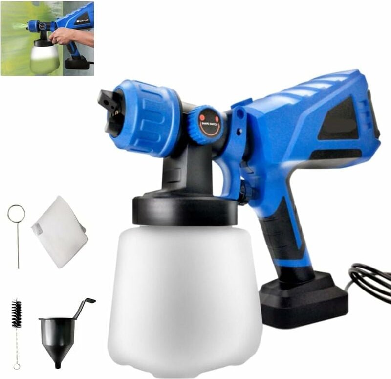 550-W-Farbsprühgerät, Zaun-Farbsprühsystem mit 3 Lackiermodi, Abnehmbarer 1000-ml-Behälter, geeignet für Zaun, Schrank, ...