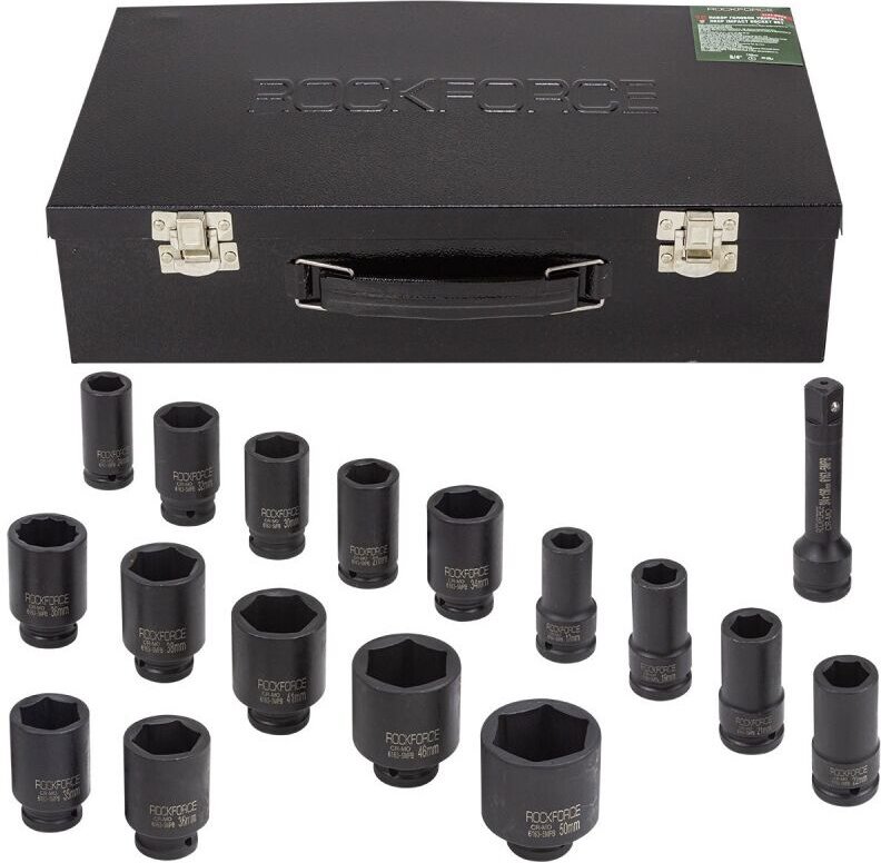 Satz langer Kraftsteckschlüssel 3/4"" 17-50mm 6-kant