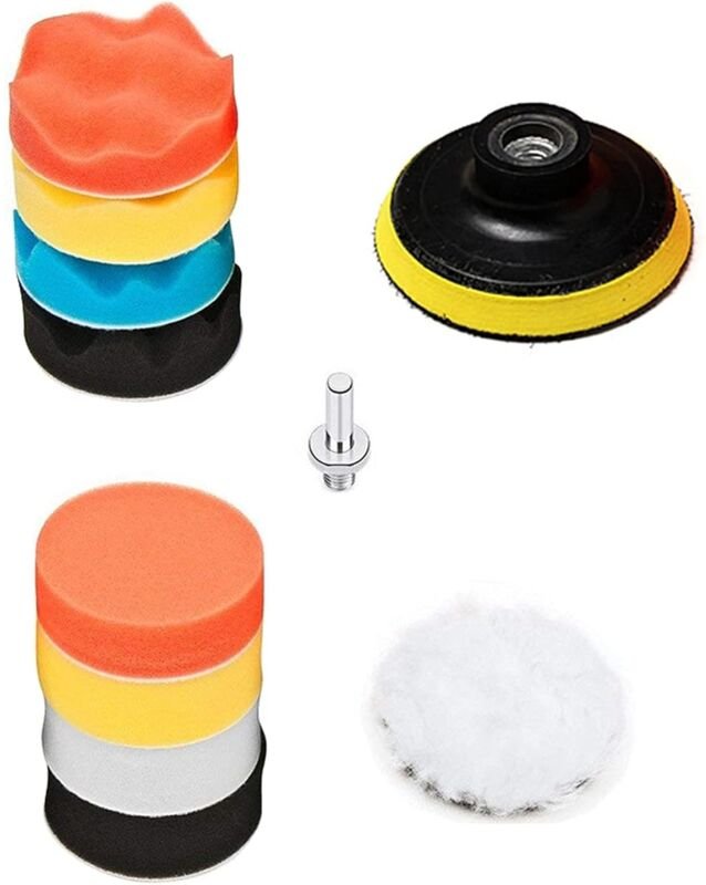 10-teiliger Auto-Polierschwamm, Polierschwamm-Set, Bohradapter und Wollwachspads