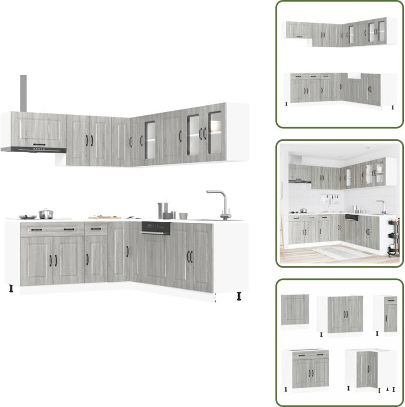 Vidaxl - 11-tlg. Küchenschrank-Set Kalmar Grau Sonoma Holzwerkstoff - Küchenschrank-Set - Küchenschrank-Sets - Küchenzei...