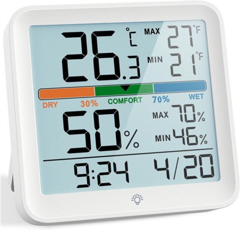 Digitales Thermometer-Hygrometer, digitales Tischthermometer mit Temperatur- und Feuchtigkeitsmonitor, genaues Feuchtigk...