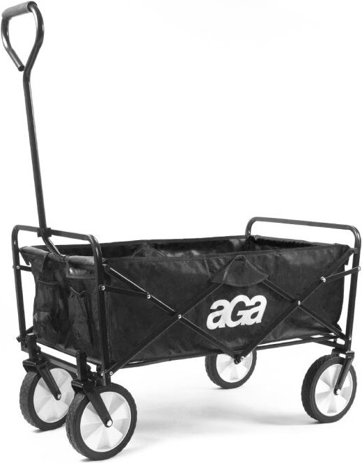 Aga Bollerwagen Gartenwagen faltbar mit Griff & Getränkehaltern bis 80 kg, Handwagen Outdoor mr 4610 Black