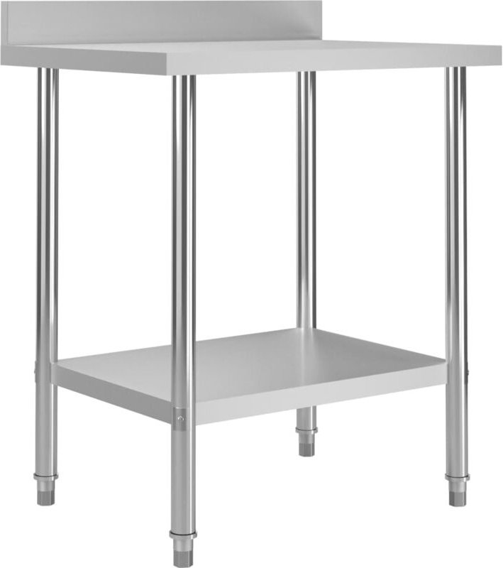 vidaXL Küchen-Arbeitstisch mit Aufkantung 80 x 60 x 93 cm Edelstahl