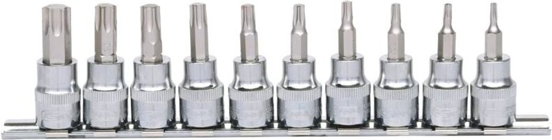 3/8' CHROMEplus Bit-Stecknuss-Satz Torx, 10-tlg T10-T55