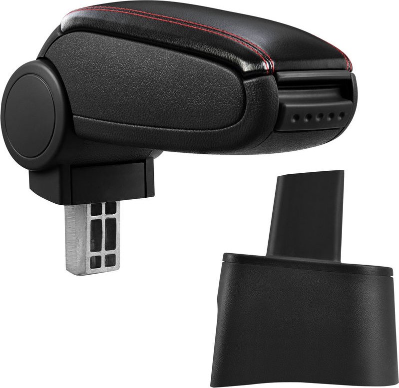 Mittelarmlehne Seat Ibiza 6L mit Staufach Kunstleder Schwarz mit roten Nähten pro.tec