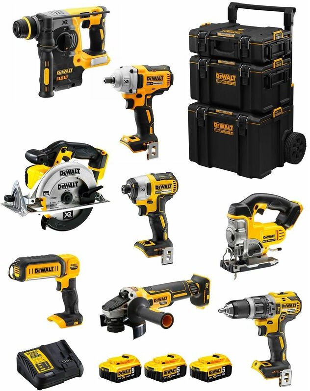 Dewalt - Kit DWK800 (DCD796 + DCH273 + DCG405 + DCF887 + DCF894 + DCS331 + DCS391 + DCL050 + 3 x 5,0 Ah + DCB115 + 3en1 ...
