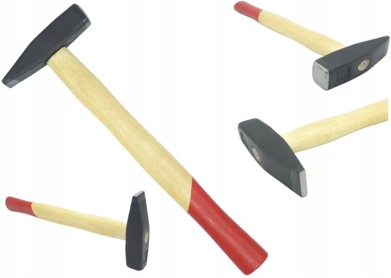 Schwerer, großer, geschmiedeter Schlosserhammer, 2000 g, 40 cm, Holzgriff, lackiert