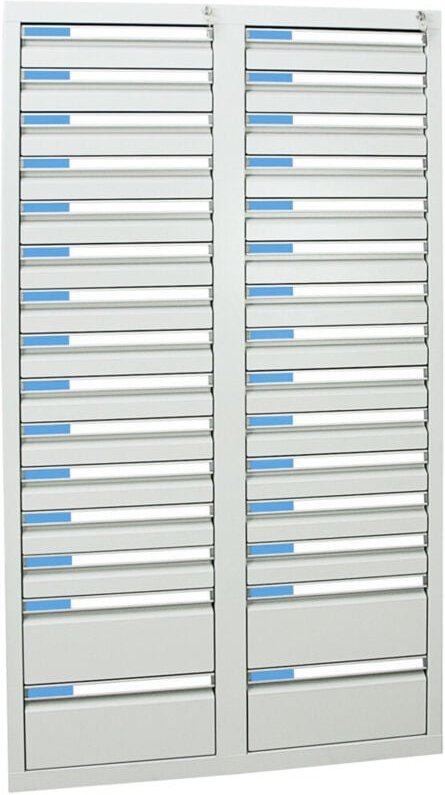 Stumpf Schubladenschrank Serie ESTA, 30 Schubladen lichtgrau (26x100, 4x200mm)