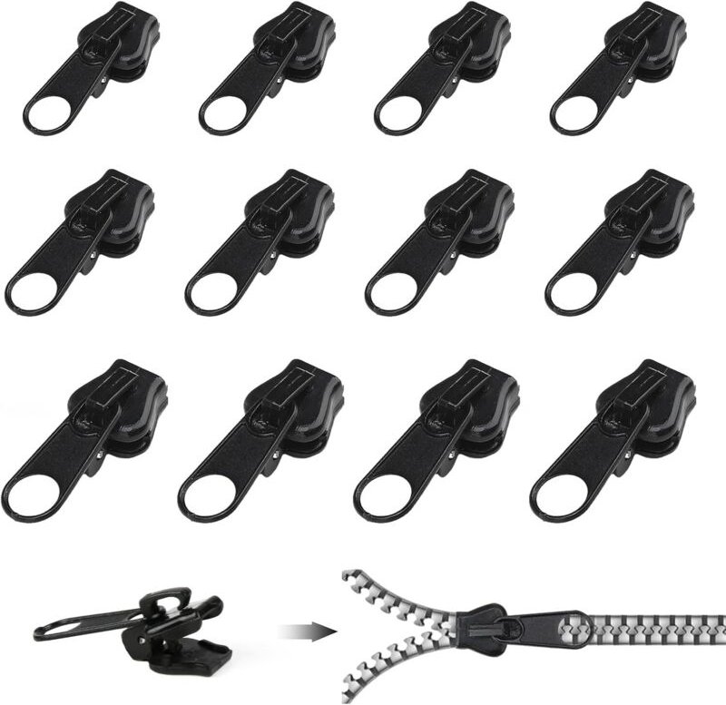 12 Stück ansteckbare Reißverschlussschieber, ansteckbare Reißverschlussschieber, Reißverschlussschieber in mehreren Größ...