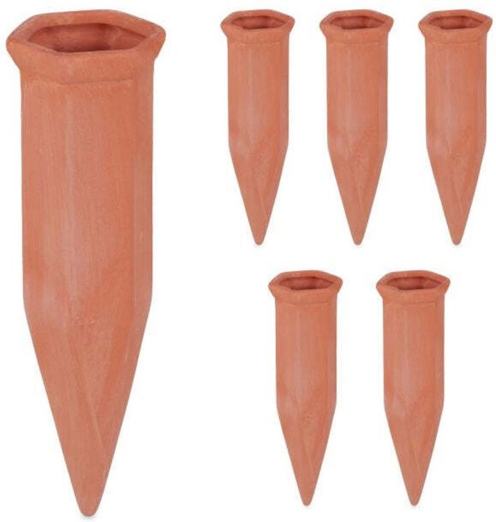 Set of 6 clay watering spikes