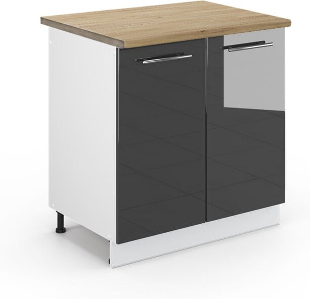 Thumbnail - Vicco - Spülenunterschrank Fame-Line, Anthrazit Hochglanz, 80 cm , ap Eiche