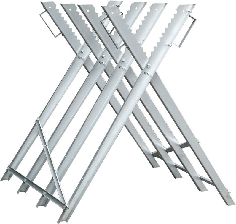 Swanew Sägebock, Metall verzinkt 150 Belastbarkeit 80x81x80cm Holzschneidebock Sägehilfe Holzsägebock Sägegestell Säge K...