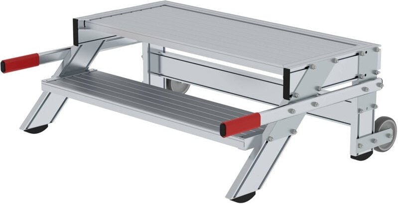 Günzburger Steigtechnik - Arbeitspodest fahrbar Stufenbreite 1.000 mm Aluminium geriffelt 2 Stufen - 050019