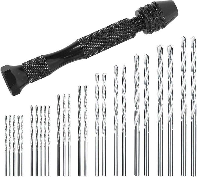 Mini-Handbohrmaschine, Spiralbohrer + 25 Mikro-Akku-Spiralbohrer, Aluminium-Schraubstock, Drehwerkzeuge, Spiralbohrer, v...