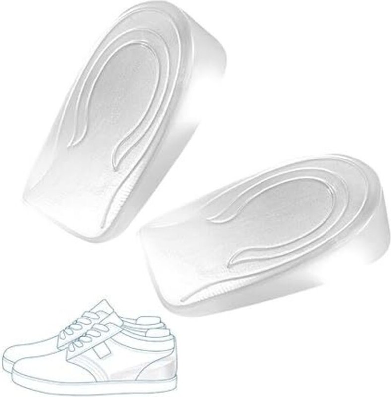 Paar Gel-Ferseneinlegesohlen 2 cm, transparente Silikon-Fersenerhöhungssohlen, Fersensporn- und Achillessehnen-Fersenein...