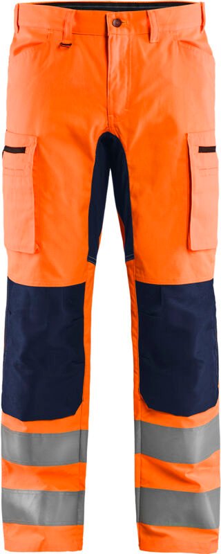 Thumbnail - Hochsichtbarer Stretch-Arbeitshose Artisan 1585 - Neonorange/Marine S - FR(40) - SE(C46) - Lange