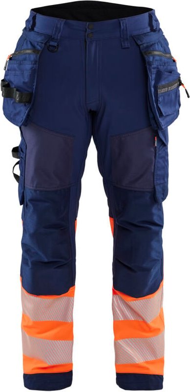 Arbeitssoftshellhose Hochsichtbarkeit Klasse 1 1821 - Marine/Orange S - FR(40) - SE(C46) - Lang
