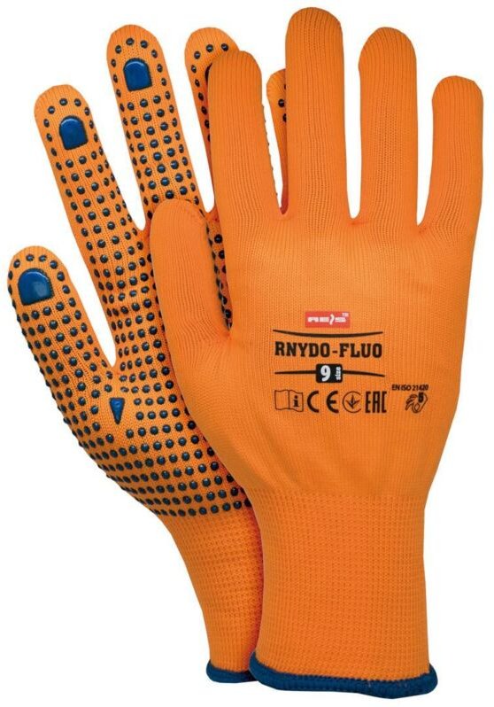 Arbeitshandschuhe mit Noppen 10 neonorange