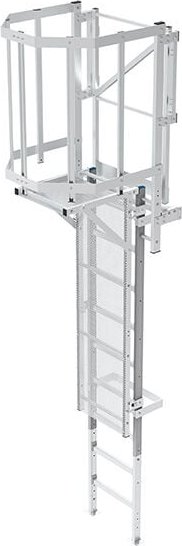 Ortsfeste Steigleitern von 5.80m bis 6.10m mit Sperrtür, quadratische Abdeckung - CS61-CSPC