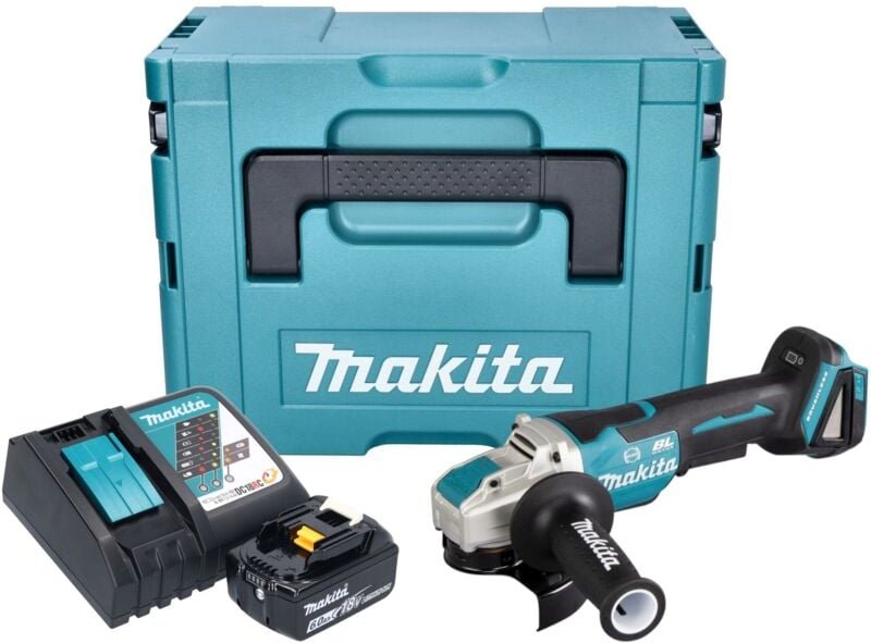 Dga 520 RG1JX1 Akku Winkelschleifer 18 v 125 mm x-lock Brushless + 1x Akku 6,0 Ah + Ladegerät + Makpac - Makita