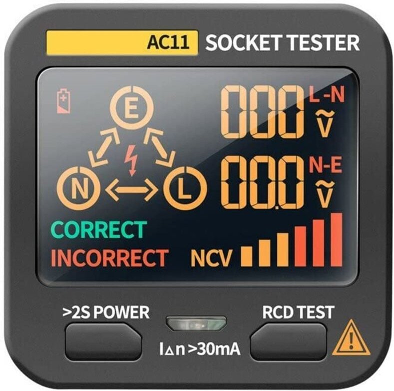 AC11 Multifunktions-LED-Anzeige, Steckdosen-Phasenprüfer, Messgerät, Phasenpolaritätsdetektor, 0,1 V 250 V AC, Nullspann...