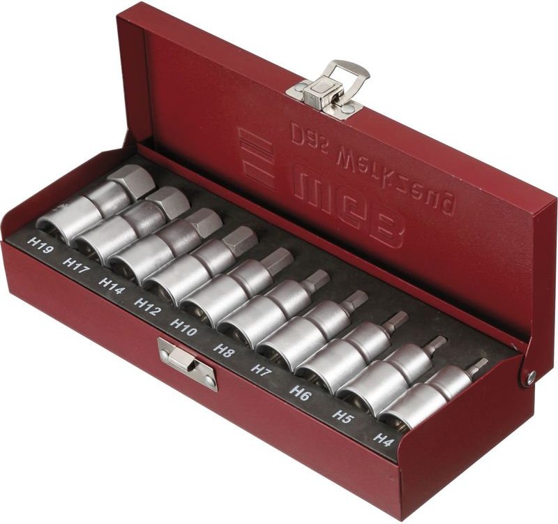 WGB - Steckschlüssel-Satz DIN3120C No. 3950 1/2' vierkant f. Innensechskant 10-tlg