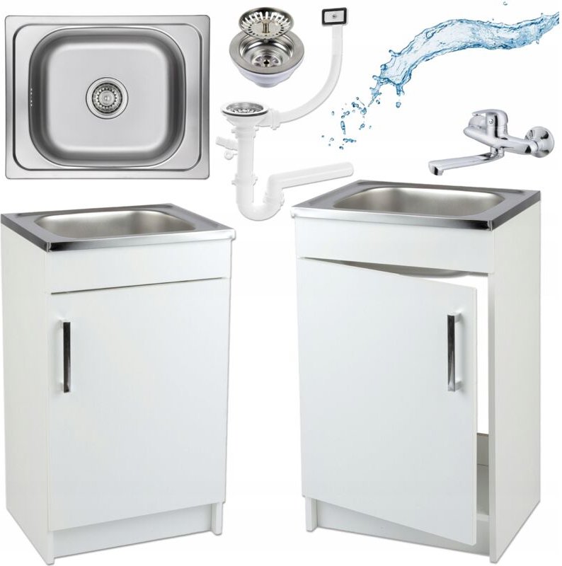 STAMAR Küchenschrank mit integriertem Spülbecken - 50 x 40 cm - Weiß - Praktisch und Elegant