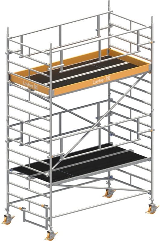 Layher Rollgerüst Uni Breit P2 Safety Plus mit Doppelgeländer 5,20m AH