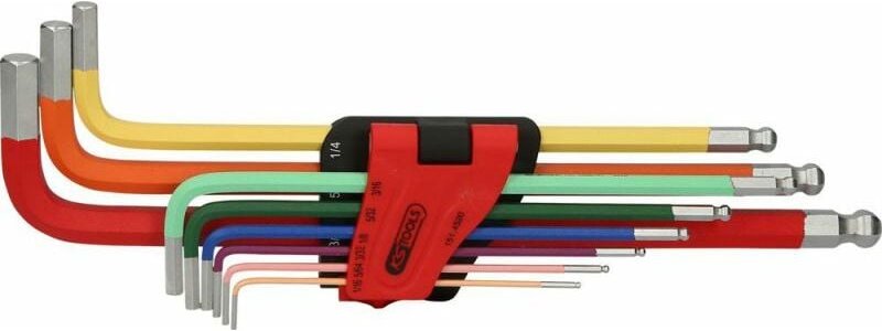 Thumbnail - KS Tools Kugelkopf-Innensechskant-Winkelstiftschlüssel-Satz, extra lang, 9-tlg, Zoll - 151.4520