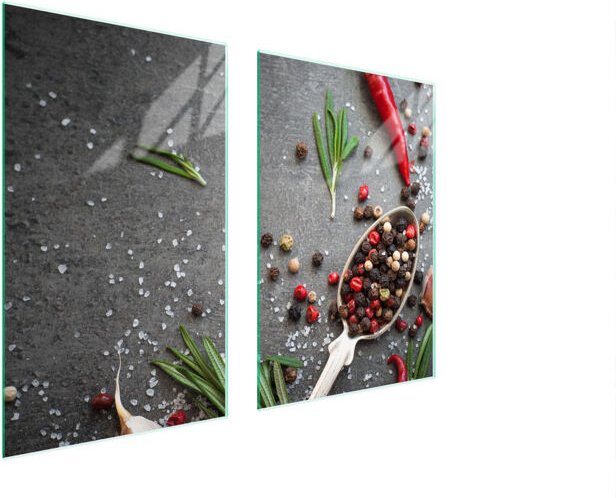 Glasschutzplatte für Küche 65x52 Gewürze