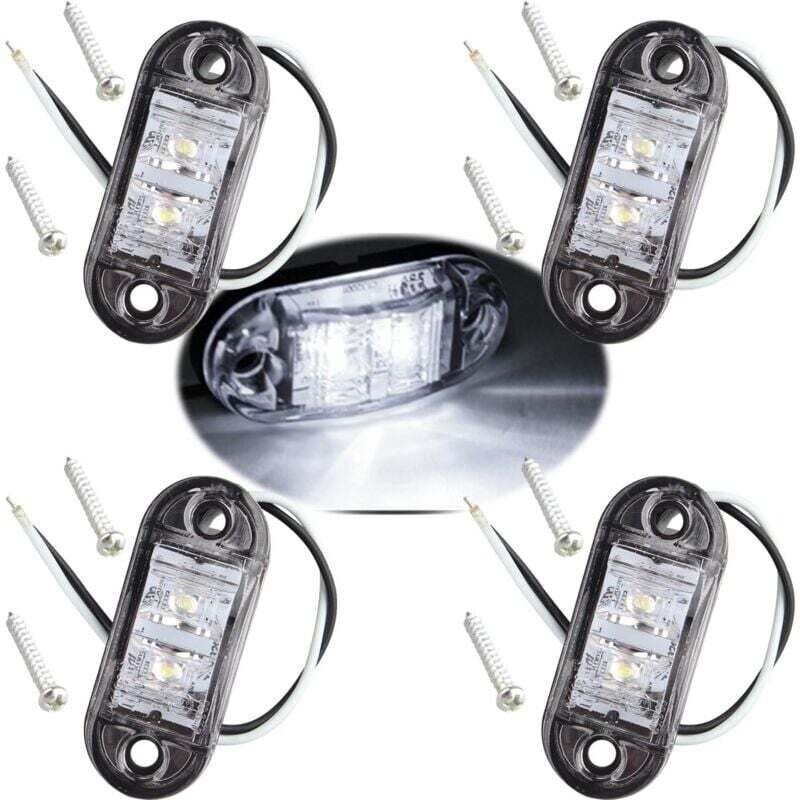 4 Stück weiße IP65 12 V/24 V ovale LED-Seitenmarkierungsleuchten, vordere Rückleuchten, Lampen, universelle Positionsanz...