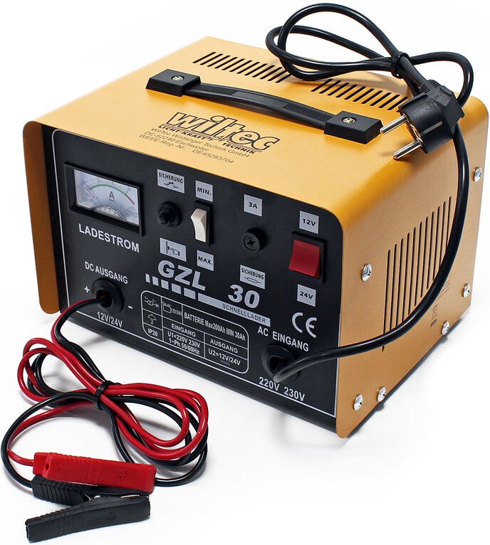 Wiltec - Batterieladegerät 12V 24V 16A Batterie, Ladegerät für Motorräder, Kfz, Lkw, Akkuladegerät WBL-GZL30 mit Schnell...