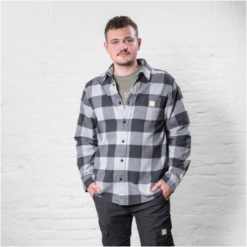 Heavy Flannel Shirt bci cotton xl buffalo plaid grey - Stier